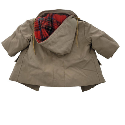 London fog VINTAGE child's coat metal zipper liner Hooded tan Toddler 8-12 month