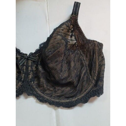Chantelle Illusion Seamless Underwire Lace Detail Bra Black Nude Size 38DDD