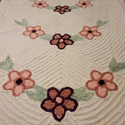 Chenille Full Bedspread Florals NEEDS REPAIR Queen cutter crafts florals flower