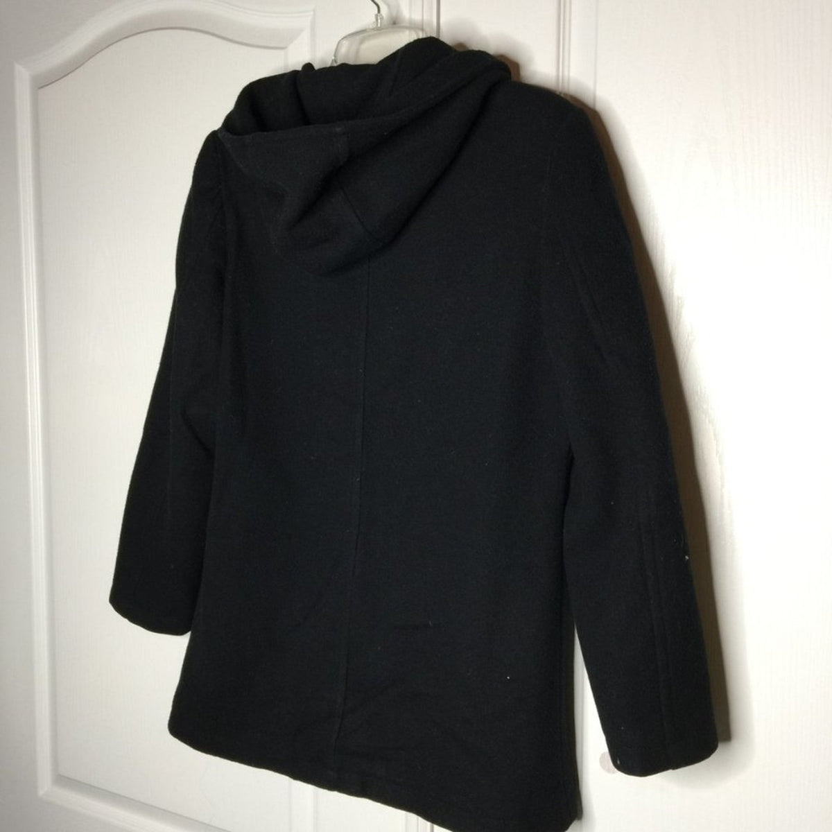 J. Percy Coat VINTAGE Wool Hooded Button Down Jacket Long Sleeve Black Small