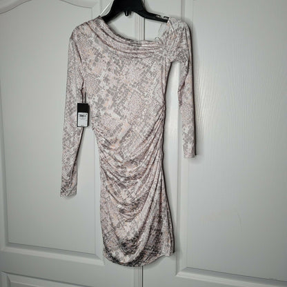 Guess MEDIUM Marian Gray Snake Print Asymmetrical Party Dress BODYCON NEW