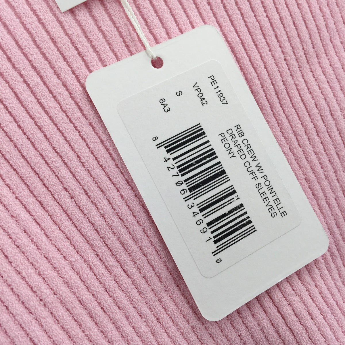 Autumn Women Rib Crew Pointelle Sweater Draped Cuff Pink Size Small NWT