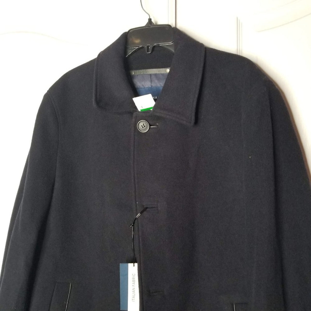 NWT Cole Haan Overcoat Jacket Long Sleeve Front Button Wool Blend Charcoal Large