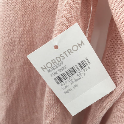 Halogen Long Ribbed Open Front Cardigan Sweater Long Sleeve Pink Smoke XX-Small Petite