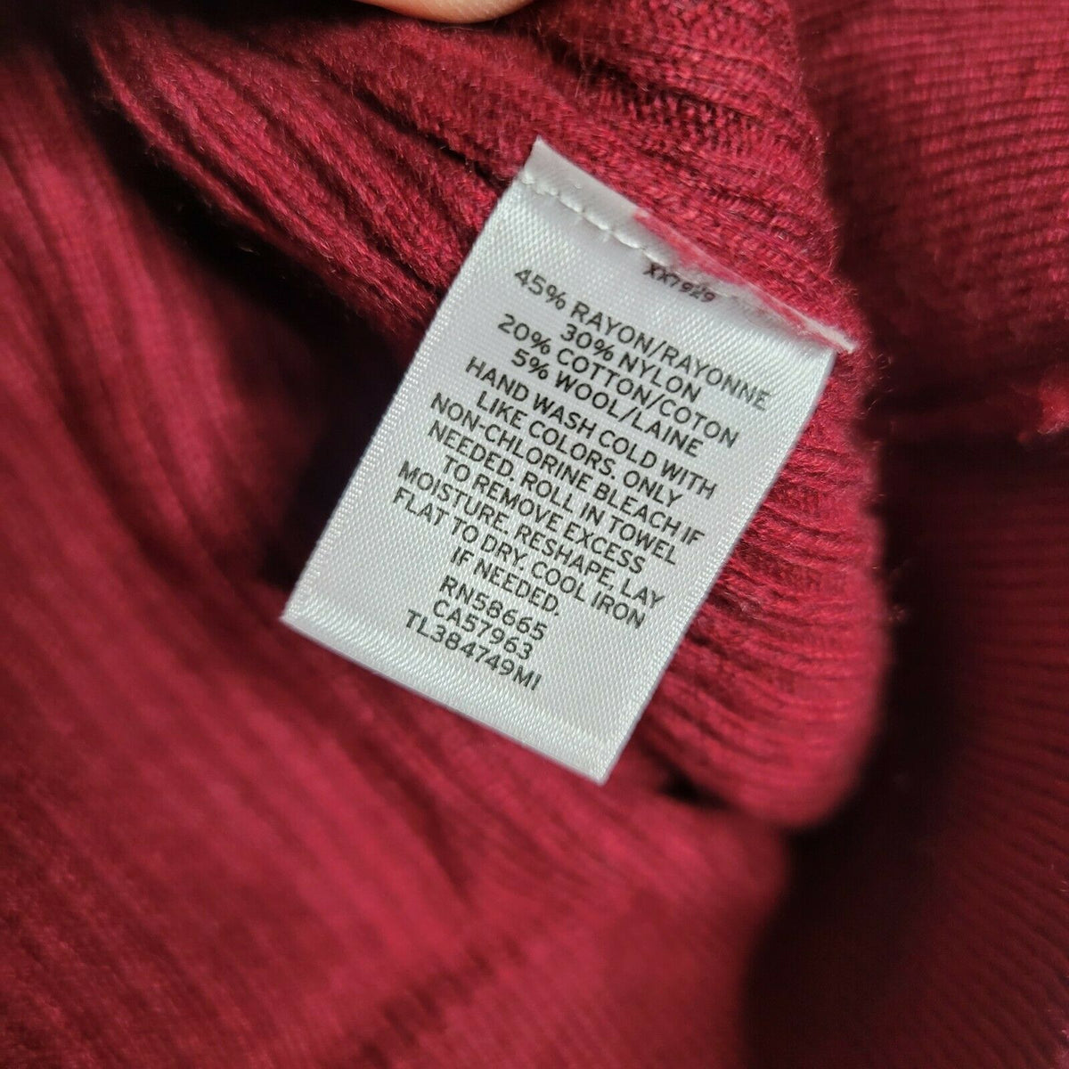 Leith Rib Wrap Pullover Sweater Long Sleeves Surplice V-Neck Red X-Small NWT
