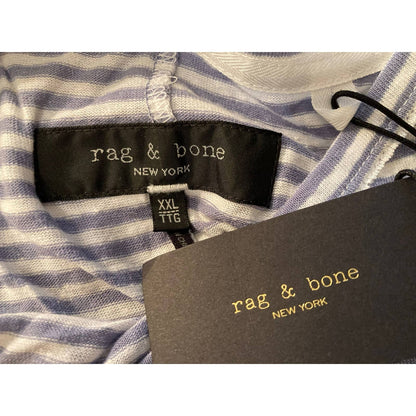 Rag & Bone Linen Blend Round Neck Tunic Top Sz 2XL Dusk Lavender Air Stripe NWT