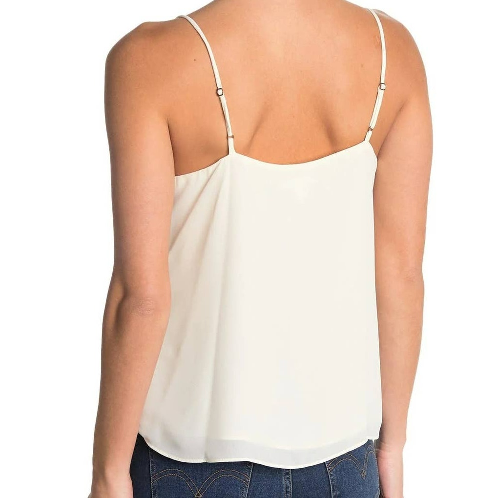 Socialite Lace Eyelash Trim Adjustable Strap Lined Camisole Sz Small Ivory NWT