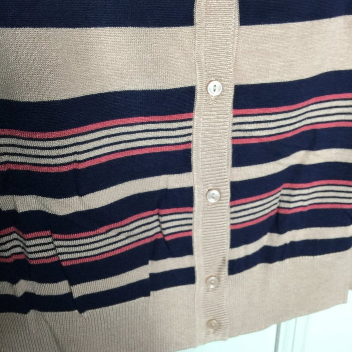 Halogen Front Button Cardigan Sweater Long Sleeve Scoop Neck Multi-Color Large
