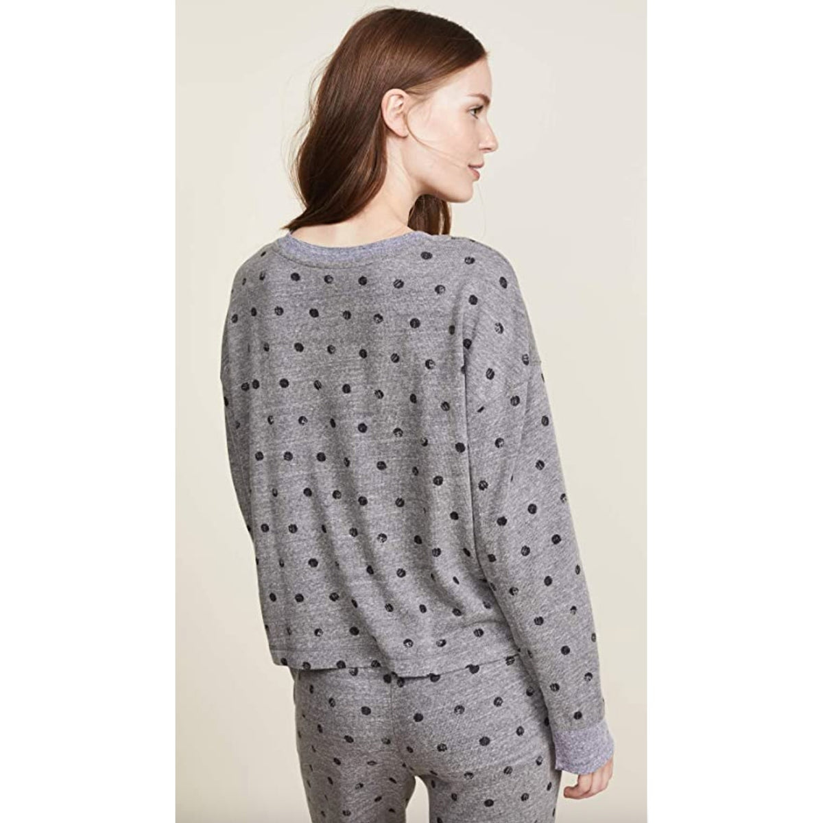 Splendid NEW Heather Grey Black Dotted Crewneck Sweatshirt Size XS TOP ONLY