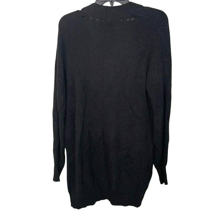 BP. Pointelle Trim Open Front Cardigan Sweater Sz Extra Small/XS in Black NWT