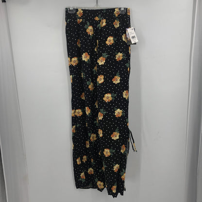 Bebop NWT Floral Side Slit Hem Lace Up Soft Pants High Rise Pull On medium