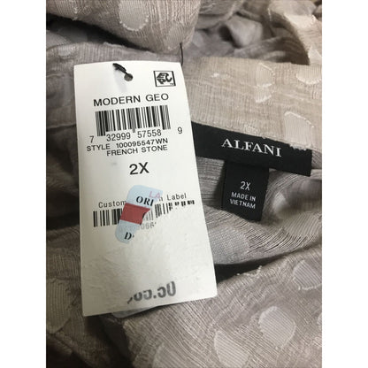 Alfani Casual Textured PleatedBack Blouse French Stone Cap Sleeve Collar Neck 2X