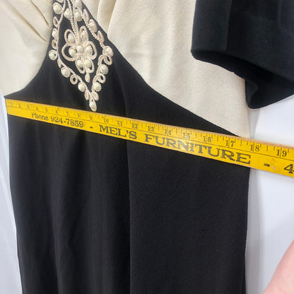 LANE BRYANT Womens Short Sleeve Maxi Dress V-Neck Embroidered Detail Cream/Black