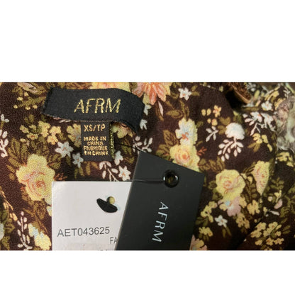 AFRM Women's Wrap-Front Top Fall Bouquet Floral Extra Small/XS NEW V-Neck Puff