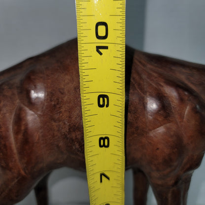 Vintage large Leather  wrapped sculpture camel 14" glass eyes souvenir handmade