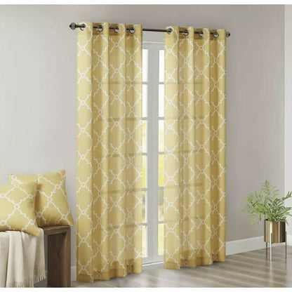 Madison Park Long Curtain Opaque Fretwork Panel LOT of 2 Pkg. 50" x 95" Saratoga