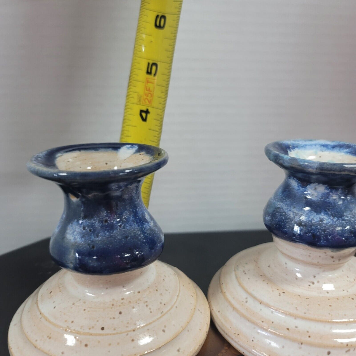 Pair Of Vintage Signed DB Studio Pottery 4” Tall Candlesticks Candle Holders