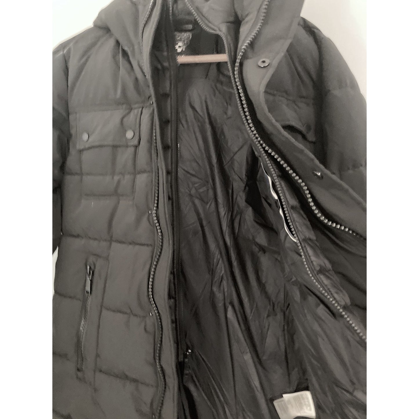 Vince Camuto Hooded Lined Puffer Zip Front Coat Size Small in Black NWT