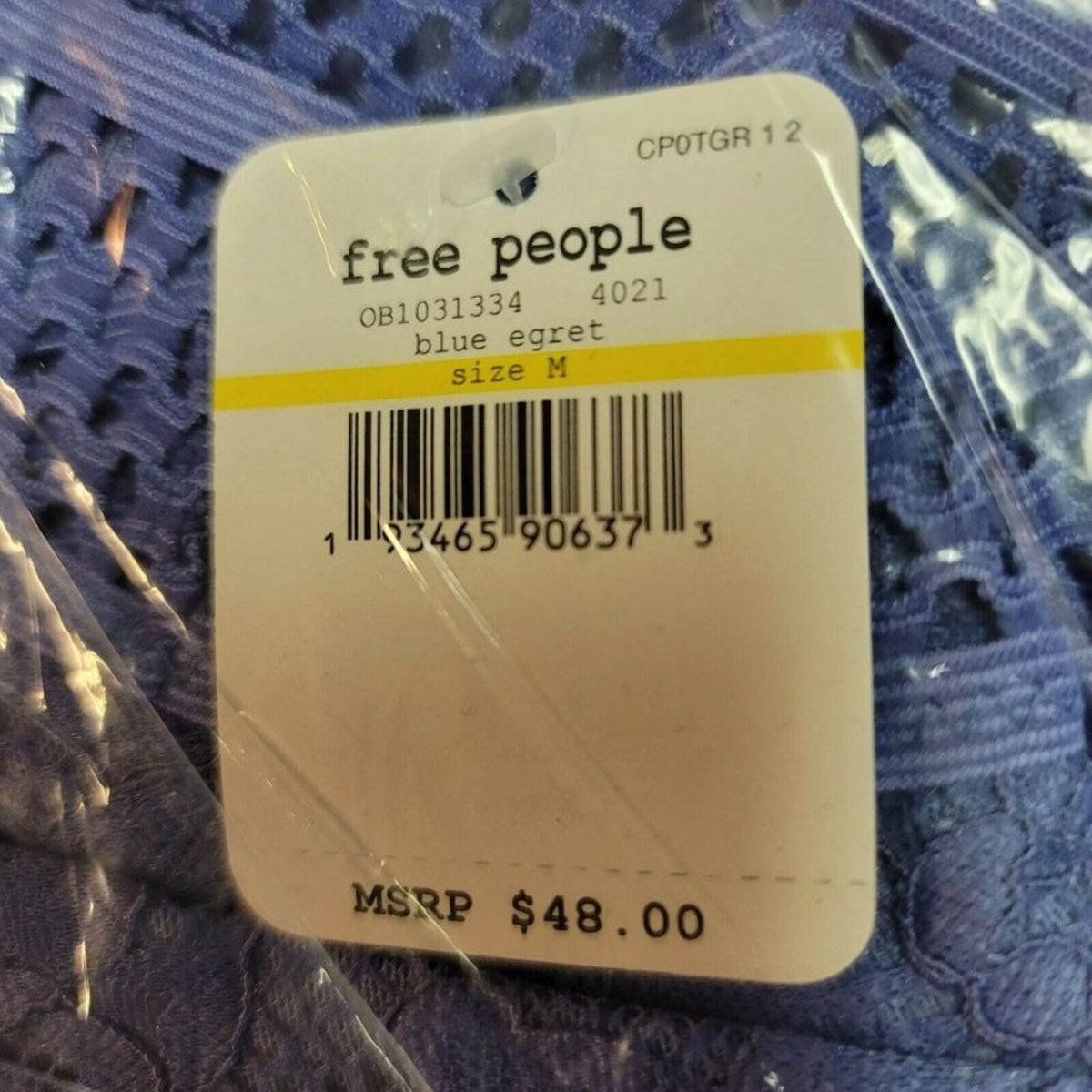 Free People Intimately Sitting Pretty Brami Lace Bralette Medium Blue $48 - NWT