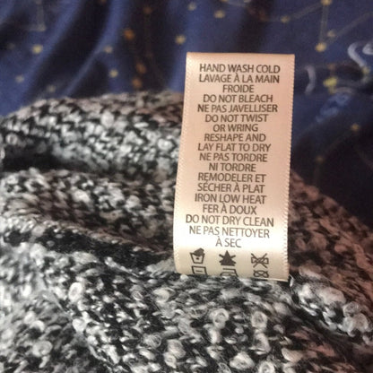Max Studio Black Grey Marled Knit Frayed Sweater Size XSmall