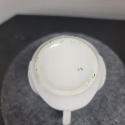 181 Belleek ini milk creamer porcelain hand painted white green pitcher
