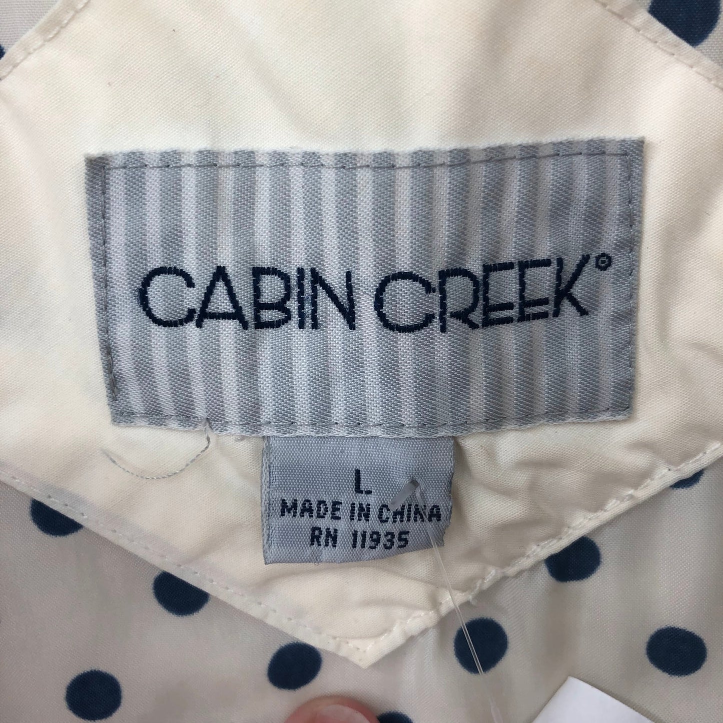 Cabin Creek Vintage 1990s Large Cinching Winter Coat White Blue Details Thick
