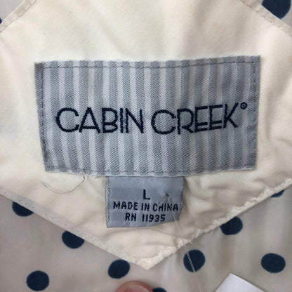 Cabin Creek Vintage 1990s Large Cinching Winter Coat White Blue Details Thick