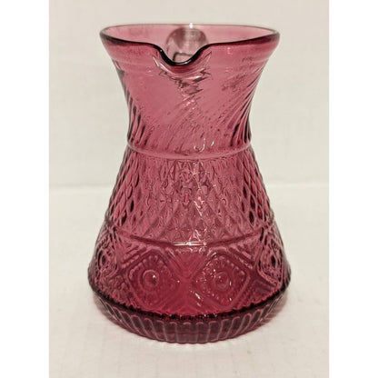 Vintage Pilgrim Cranberry Pressed Pattern Glass Miniature Pitcher Creamer Pink