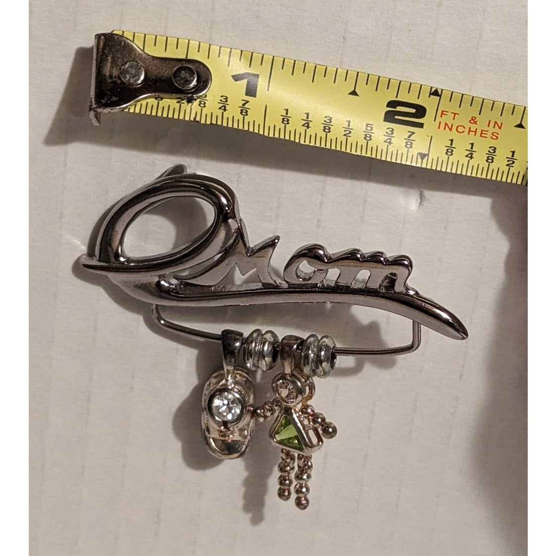 Keep It Sensational Mom Mother's Day Brooch Pin Peridot Tone Stone 925 Charm