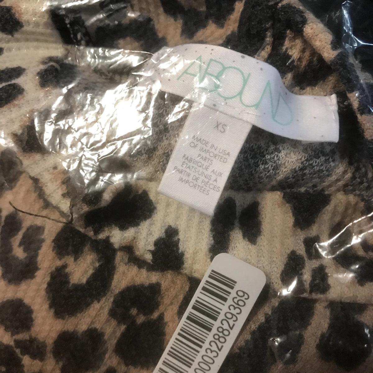 Abound NWT Tan Ribbed Mock Neck Leopard Long sleeve Bodysuit XS NEW Casual