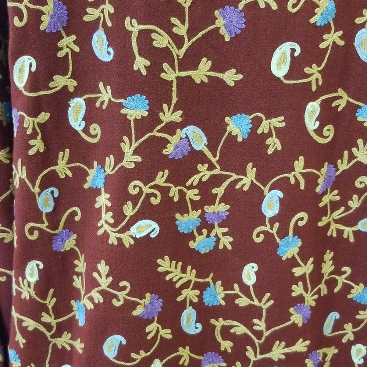 Handcrafted Bohemian Floral Wool Lined Duster Jacket - Large (NEW)