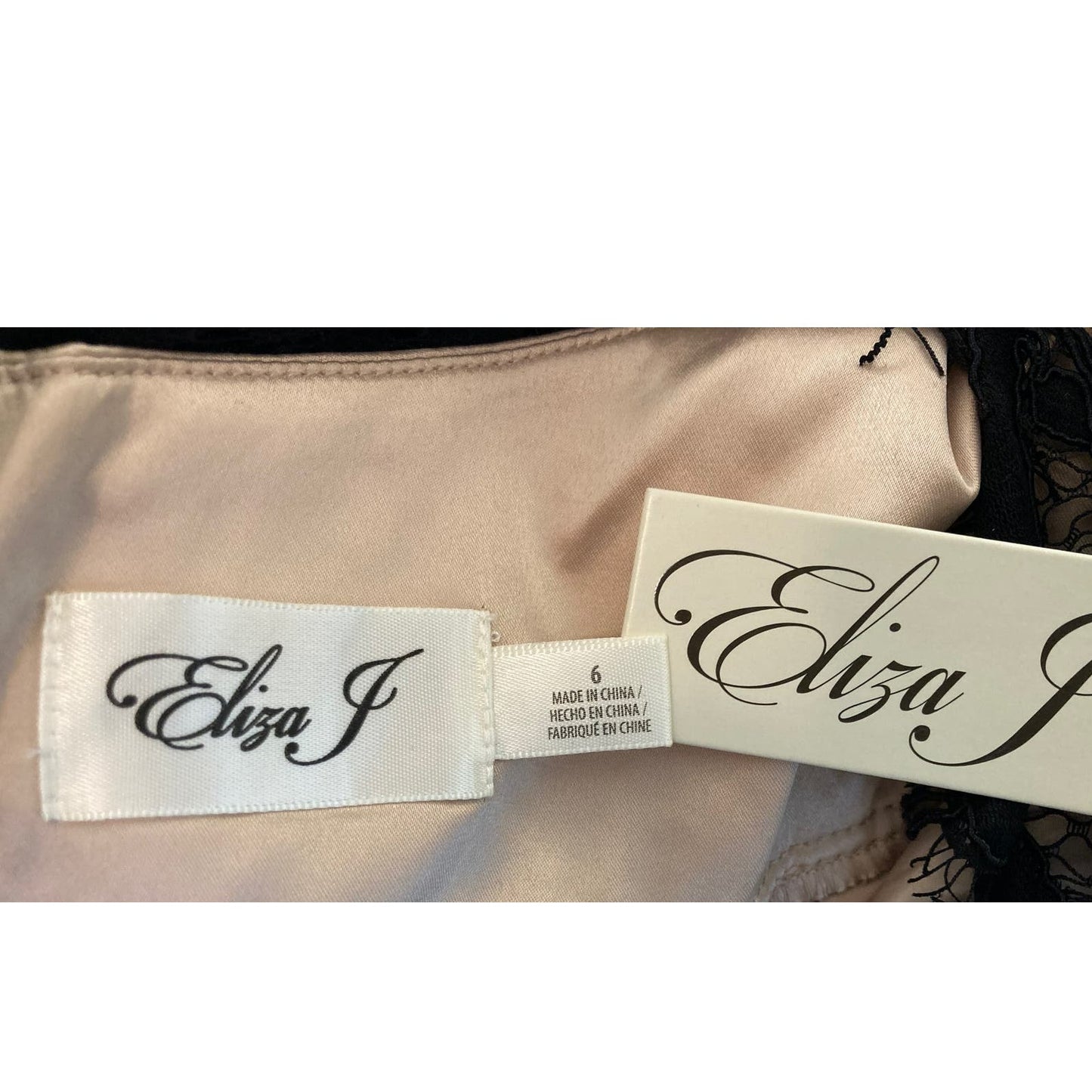 Eliza J Bodycon V Neck Cap Sleeve Cocktail Dress in Black/Ivory Size 6 NWT