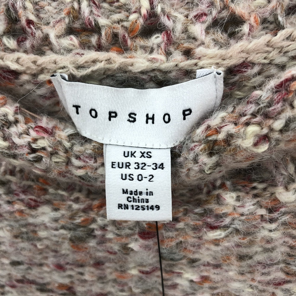 Topshop NWT Crew Neck Wool Knitted Sweater Long Sleeves Brown Size XS