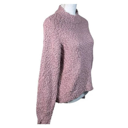 Sanctuary Popcorn Pullover Sweater Large Frosty Mauve NEW Long Sleeve Mock Neck