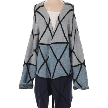 Joseph A. Cardigan Sweater Small Long Sleeve Ombre Grid Geometric New Blue