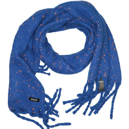 DKNY NEW Blue Orange Speckled Long Fringe Scarf OVERSIZED Wrap GATOR