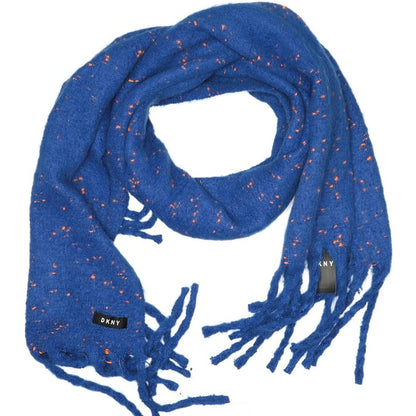 DKNY NEW Blue Orange Speckled Long Fringe Scarf OVERSIZED Wrap GATOR