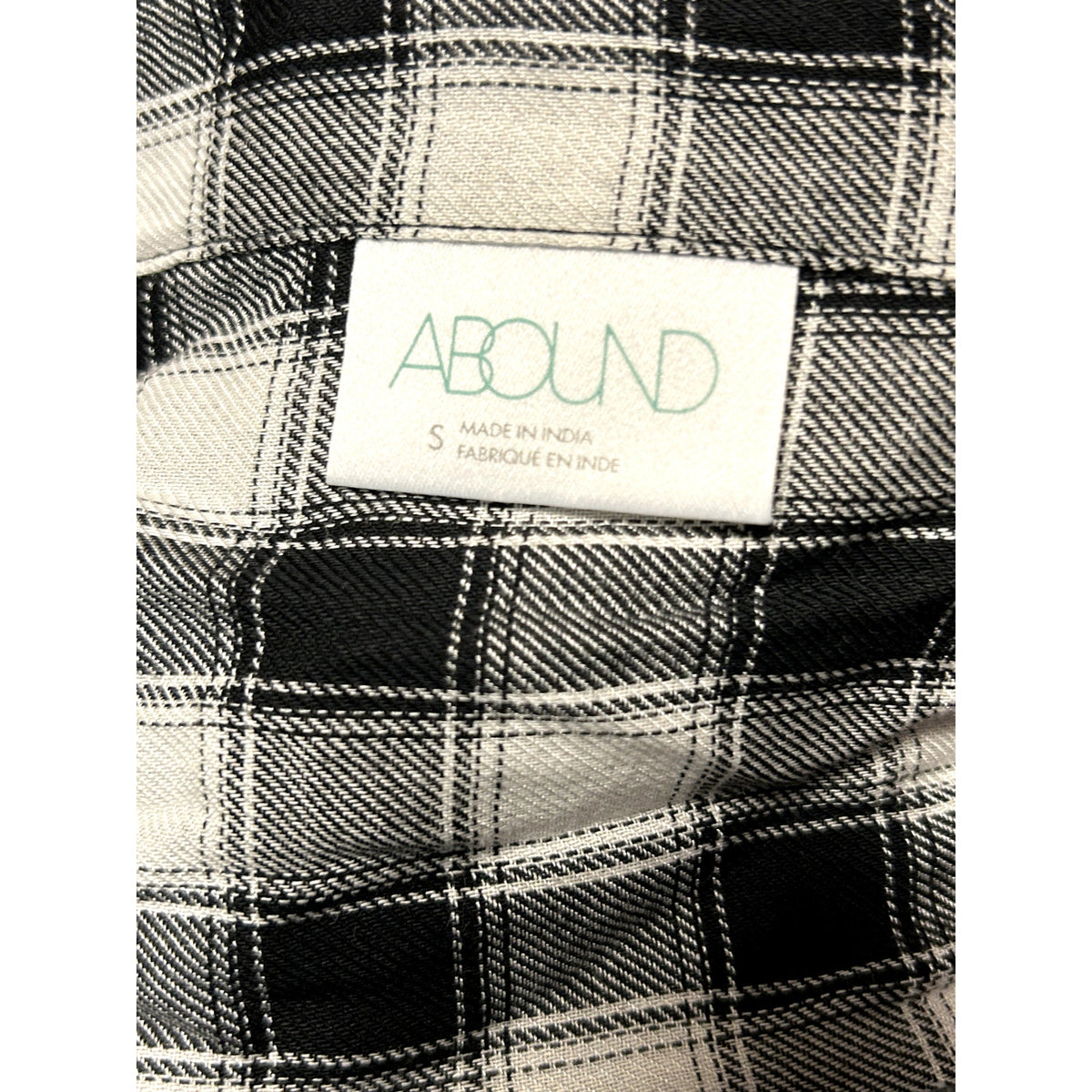 ABOUND Black & White Dobby Plaid Small Raw Fringe Hem Crop Top Size Small