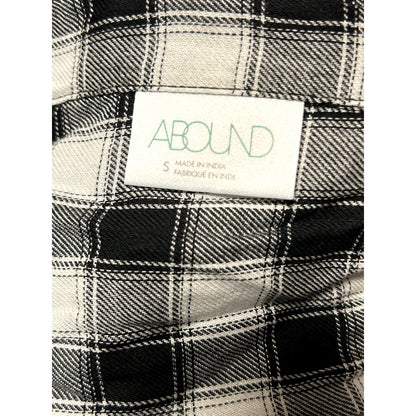 ABOUND Black & White Dobby Plaid Small Raw Fringe Hem Crop Top Size Small