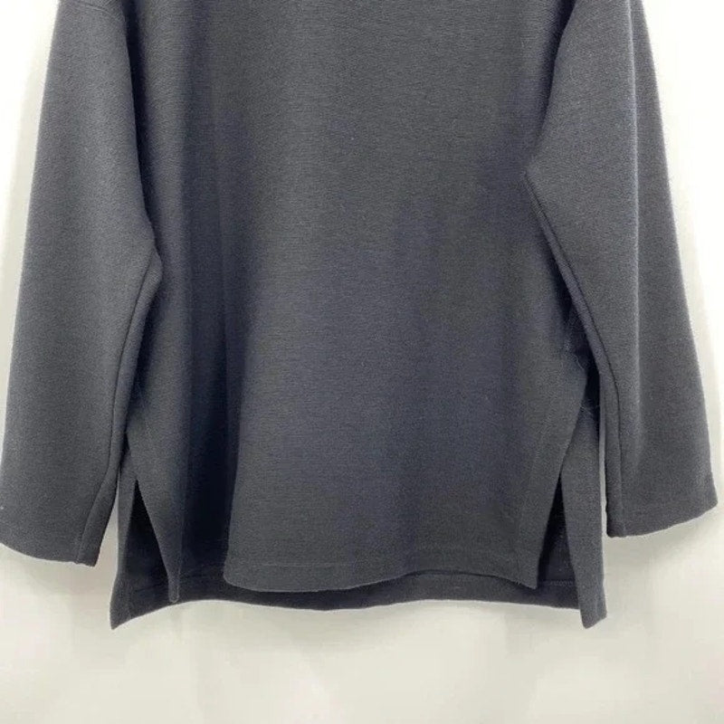 Max Studio Womens Button Shoulder Mock Pullover Sweater XL/Extra Large Black NWT