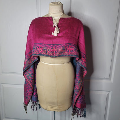 Chic hand-woven Poncho Bohemian Crop top Wrap Western Ethnic Clothing ONE SIZE