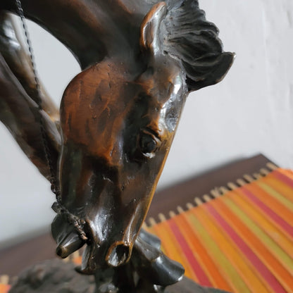 Frederic Remington OUTLAW Bronze Statue Horse Cowboy Green Marble Numbered heavy