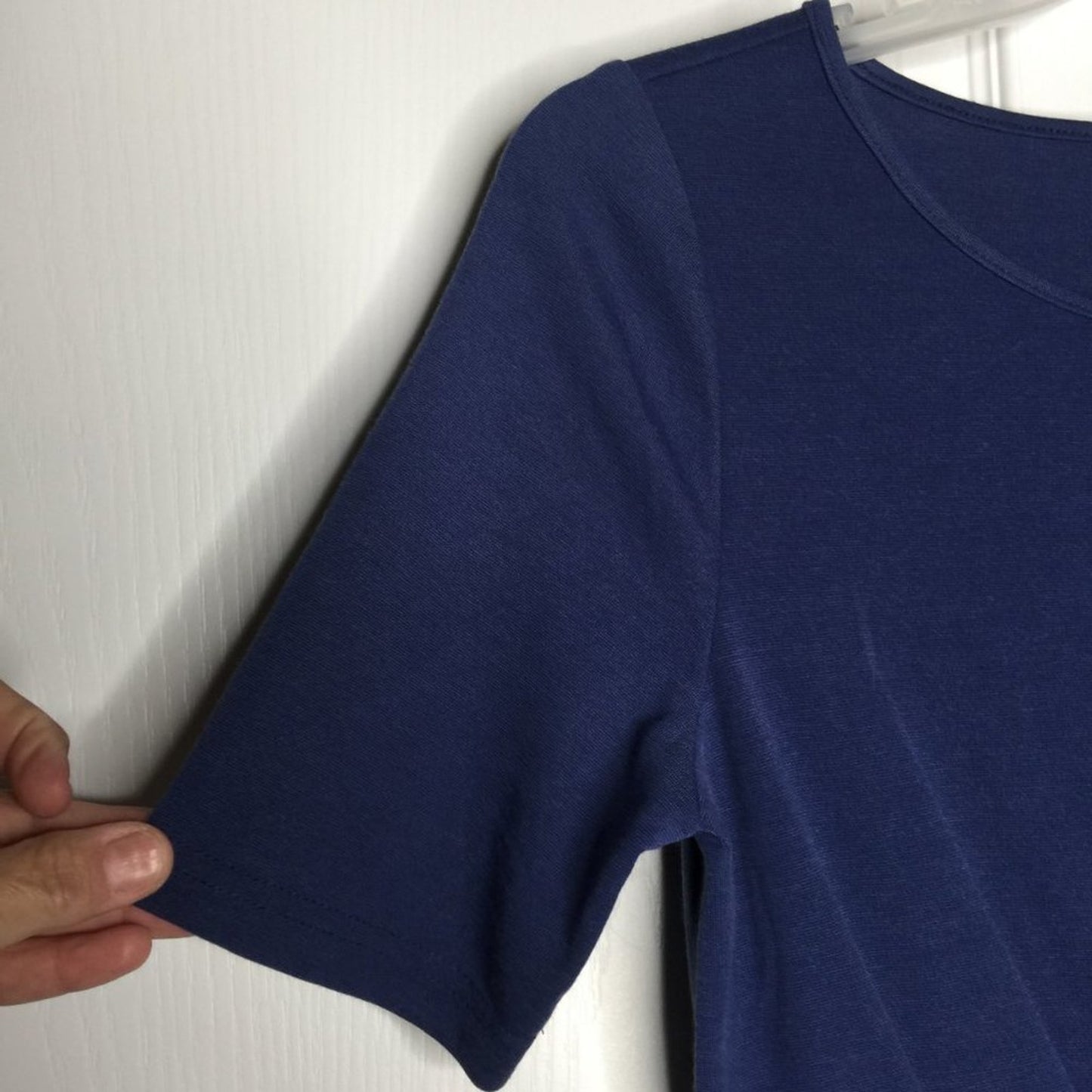 41 Hawthorn A-Line Ponte Knit Dress Pleated Short Sleeve Back Zip Blue LARGE