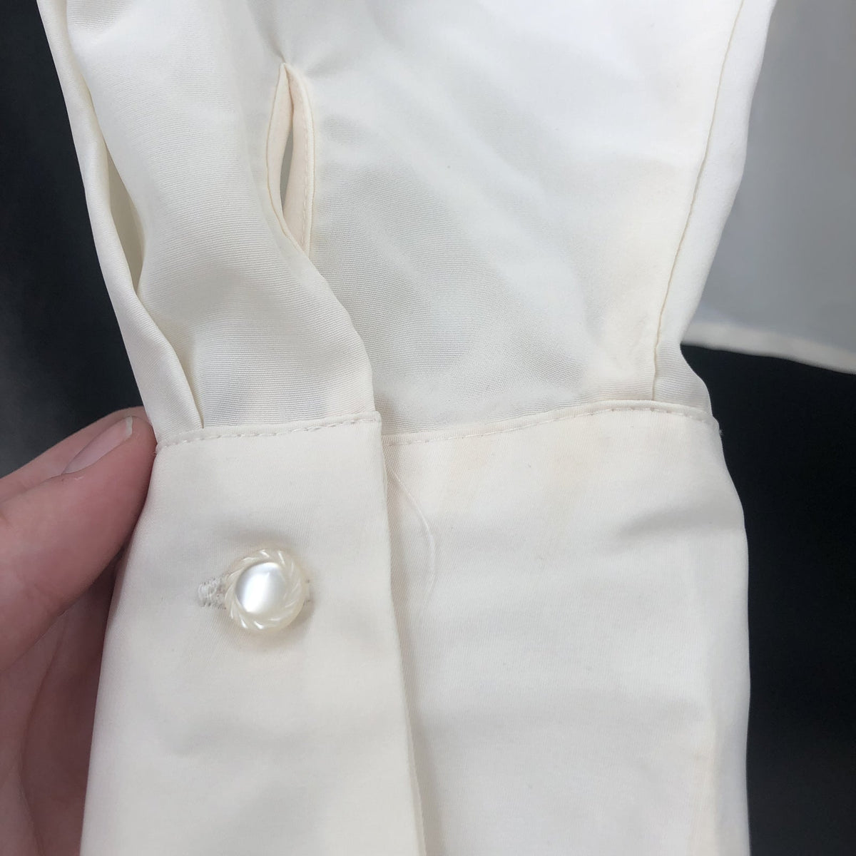 KAREN SCOTT Long Sleeve Button up Blouse Top Cream Shirt Large Petite  PL