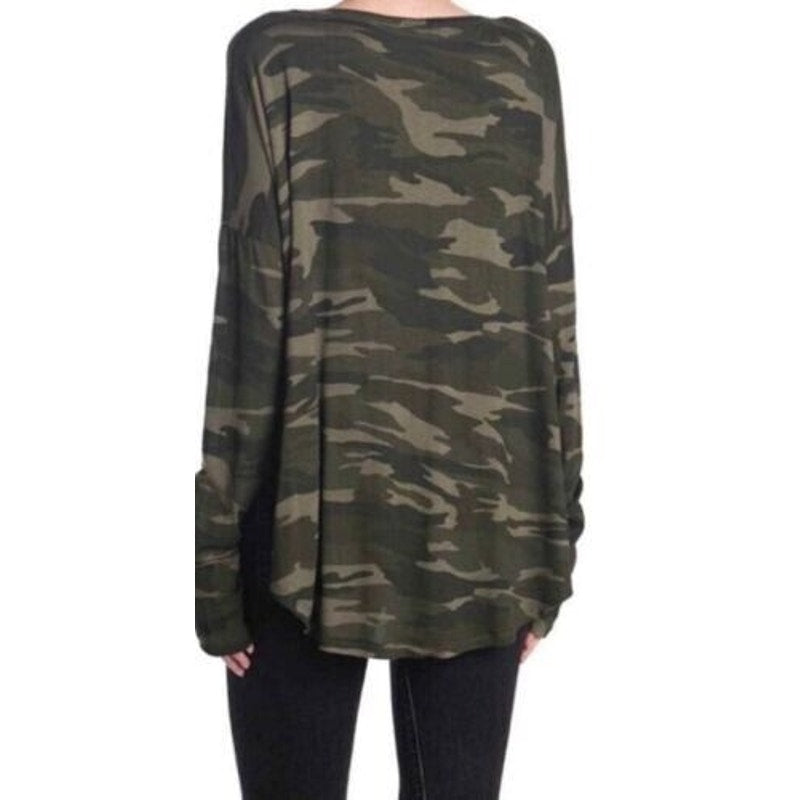 Sweet Romeo Camo Green size XS NEW Thumbhole Long Sleeve Stretch Jersey Top