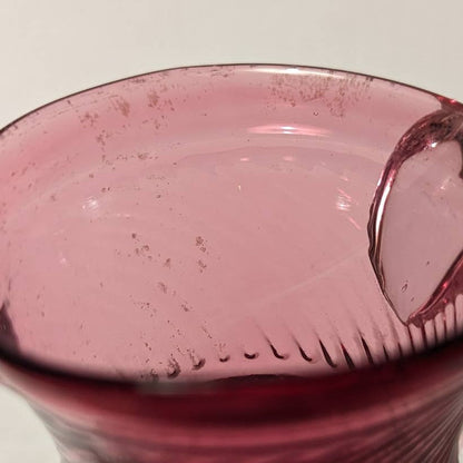 Vintage Pilgrim Cranberry Pressed Pattern Glass Miniature Pitcher Creamer Pink