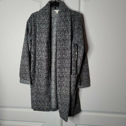 Caslon Open Front Shawl Collar Faux Fur Jacket Long Sleeves Grey Size Medium