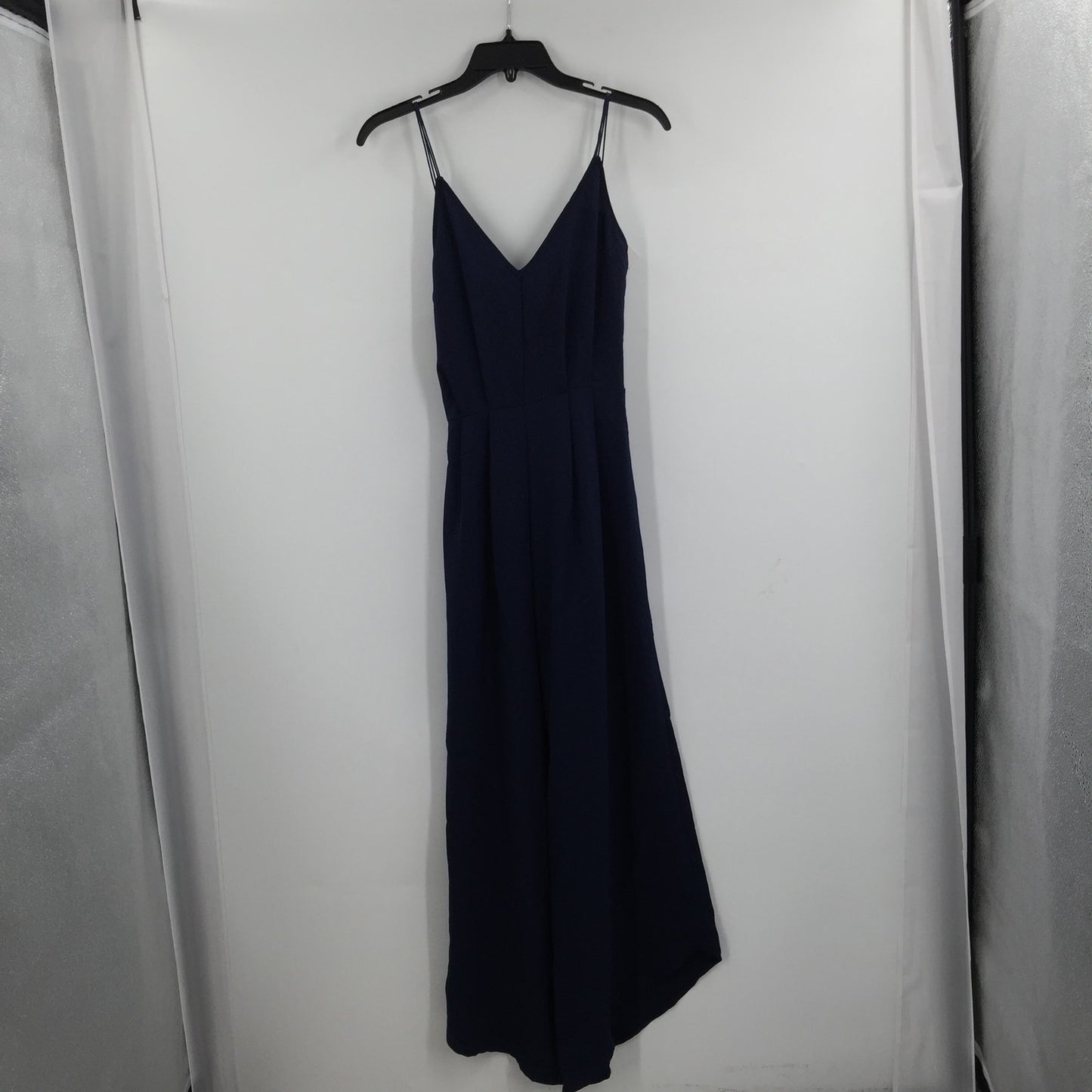 Abound Sleeveless Spaghetti Strap V-Neck Tie Waist Jumpsuit Navy Size Small