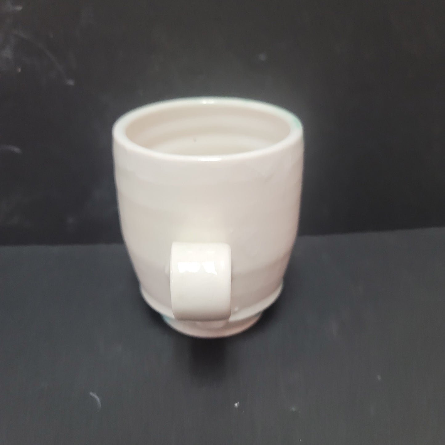 Handmade studio art pottery clay mug cup Forest hand painted Stamped E