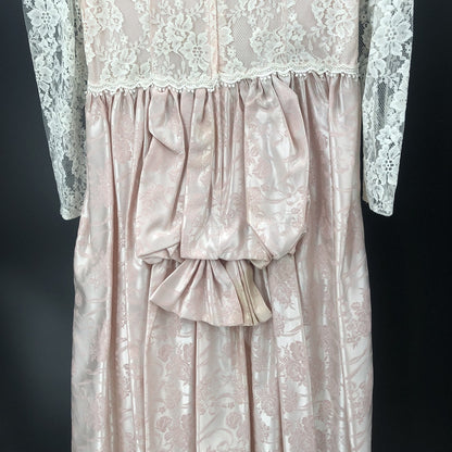 Vintage Scott McClintock Pink Jacquard Lace Drop Waist Bustle Dress 14 Prom Glam